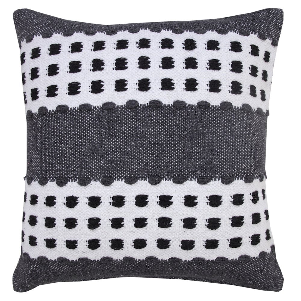 Industrial Woven Dash Grid Striped Throw Pillow
