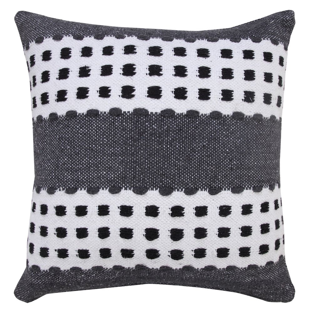 Industrial Woven Dash Grid Striped Throw Pillow