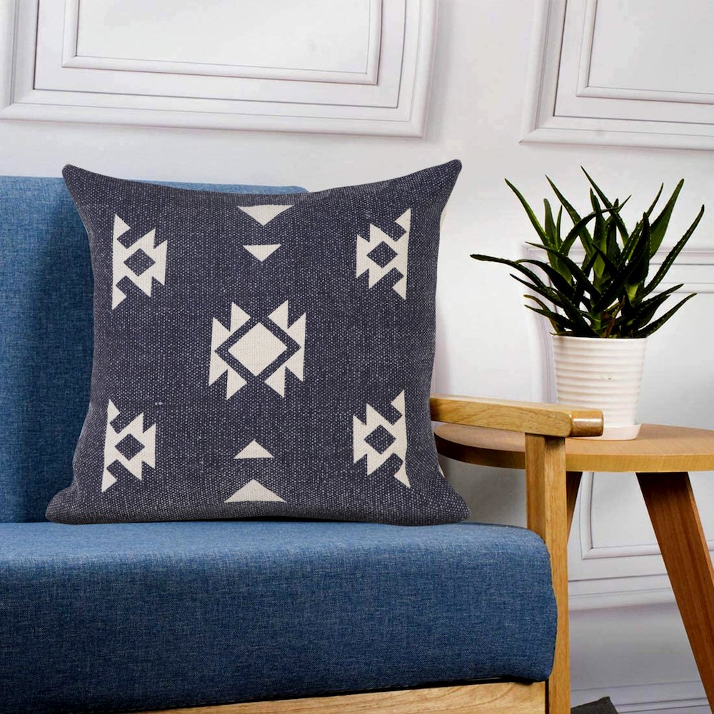 Southwestern Decorative Denim Geometric Throw Pillow