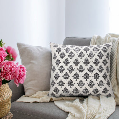 Traditional Fairytale Motif Bordered Throw Pillow