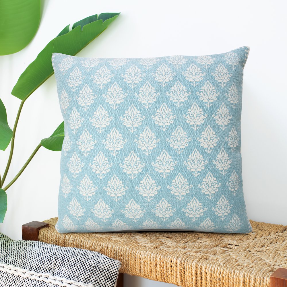 Traditional Fairytale Motif Bordered Throw Pillow