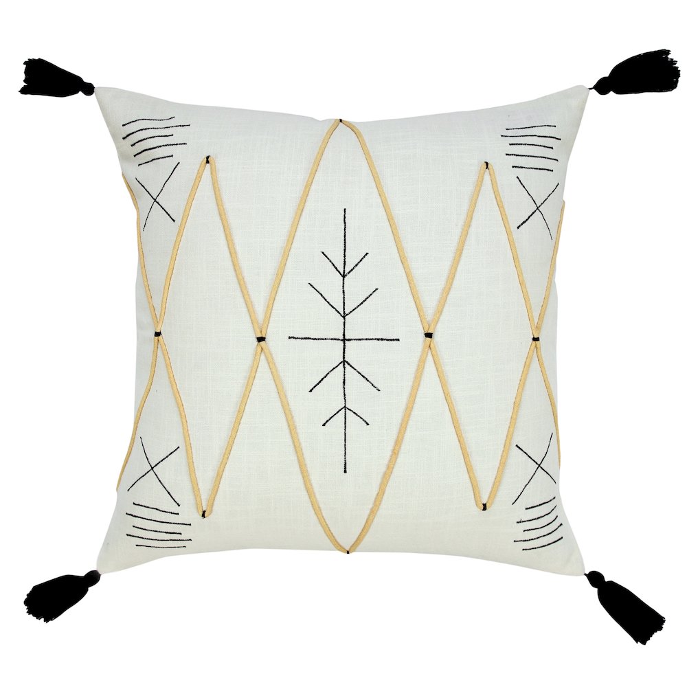 Bohemian Basics Textured Diamond Embroidered Throw Pillow