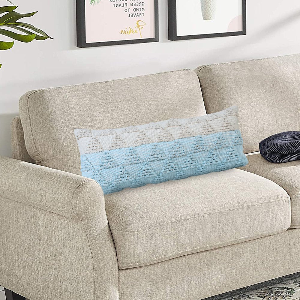 Contemporary Geometric Textured Triangle Lumbar Throw Pillow