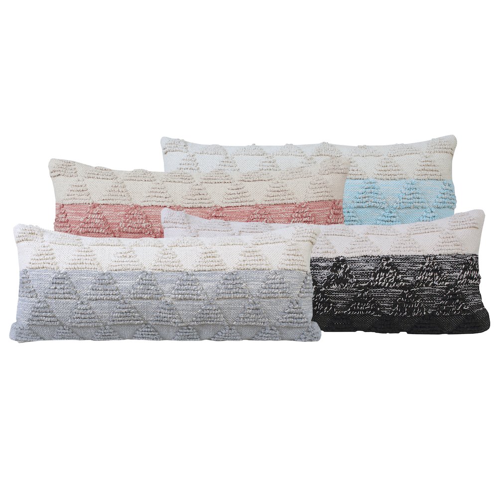 Contemporary Geometric Textured Triangle Lumbar Throw Pillow