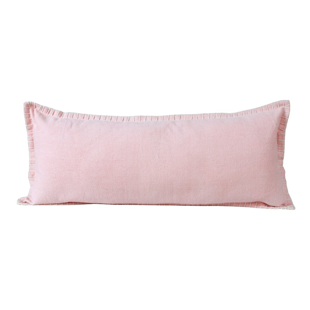 Embroidered Edge Bordered Solid Lumbar Throw Pillow