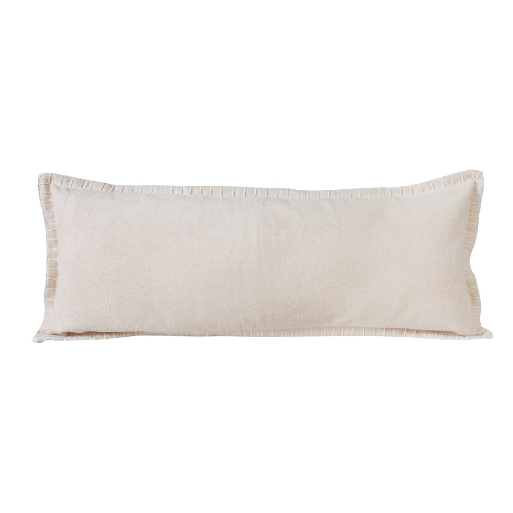 Embroidered Edge Bordered Solid Lumbar Throw Pillow