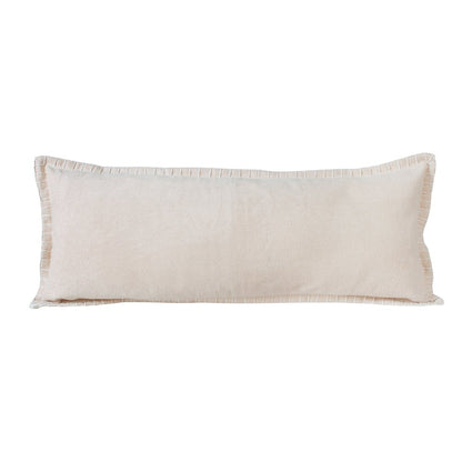 Embroidered Edge Bordered Solid Lumbar Throw Pillow