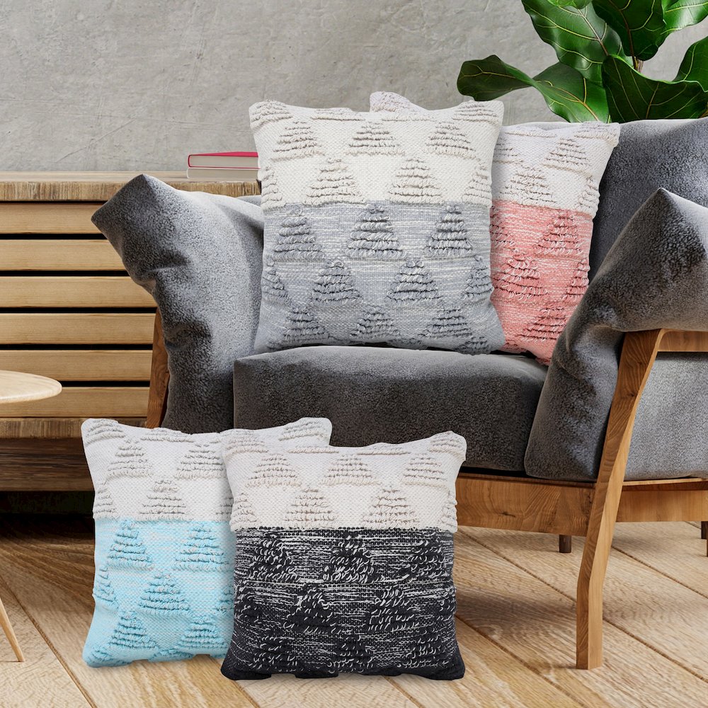 Luxe Cotton Poly Filled Pillow in Pink/White, 20" x 20"