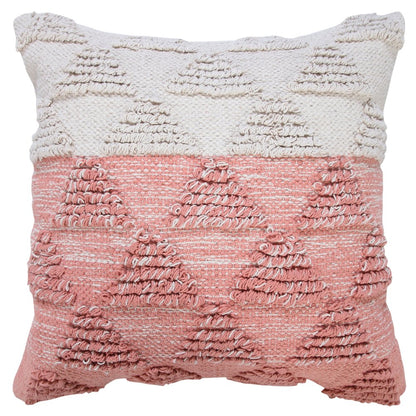 Luxe Cotton Poly Filled Pillow in Pink/White, 20" x 20"