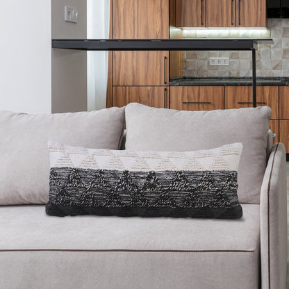 Luxe Cotton Poly Filled Pillow in Black/White, 14" x 36"
