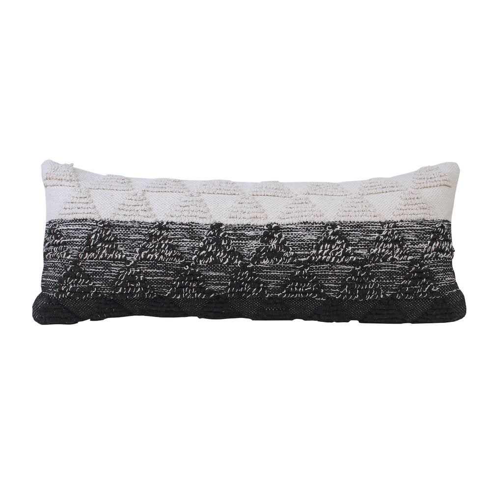 Luxe Cotton Poly Filled Pillow in Black/White, 14" x 36"