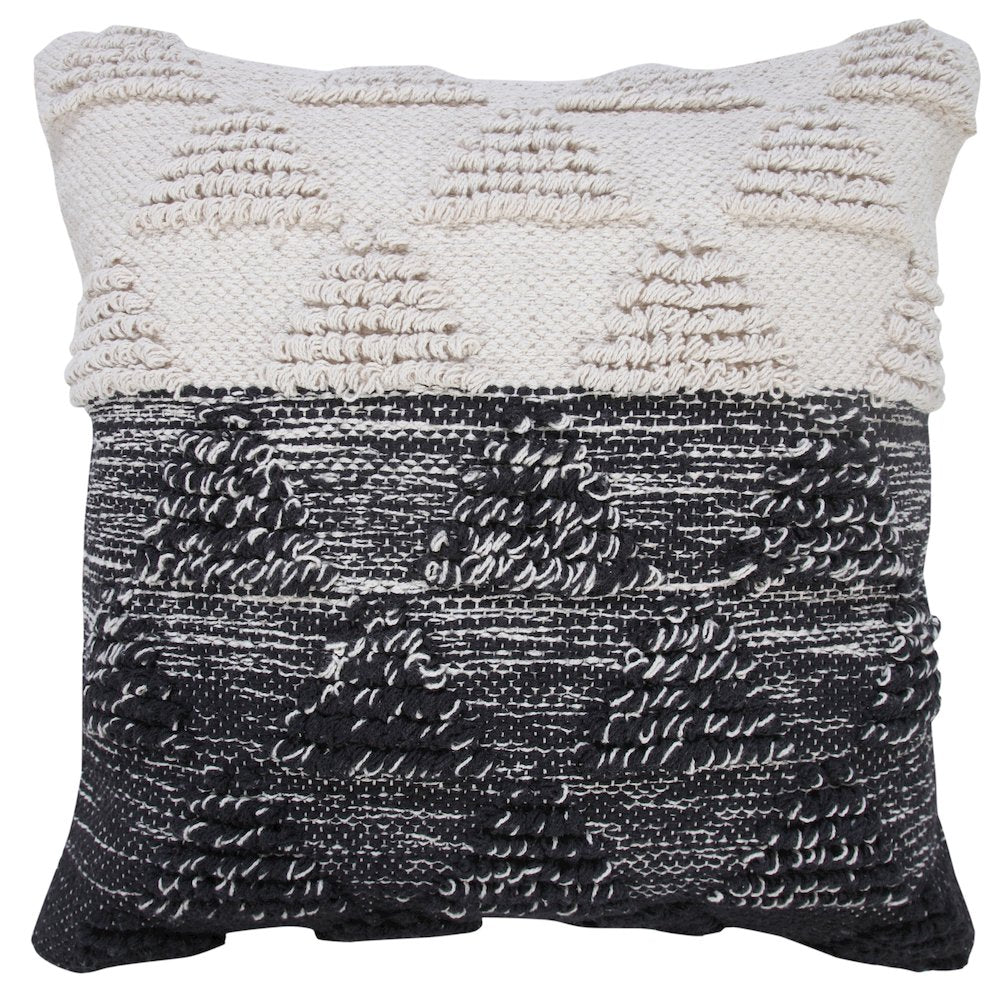 Luxe Cotton Poly Filled Pillow in Black/White, 20" x 20"