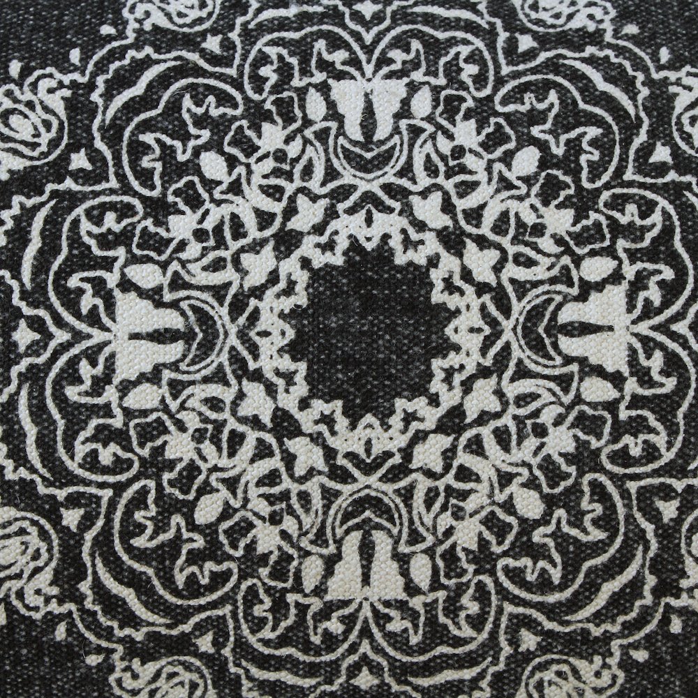 Mandala Cotton Poly Filled Pillow in Black/White, 14" x 36"