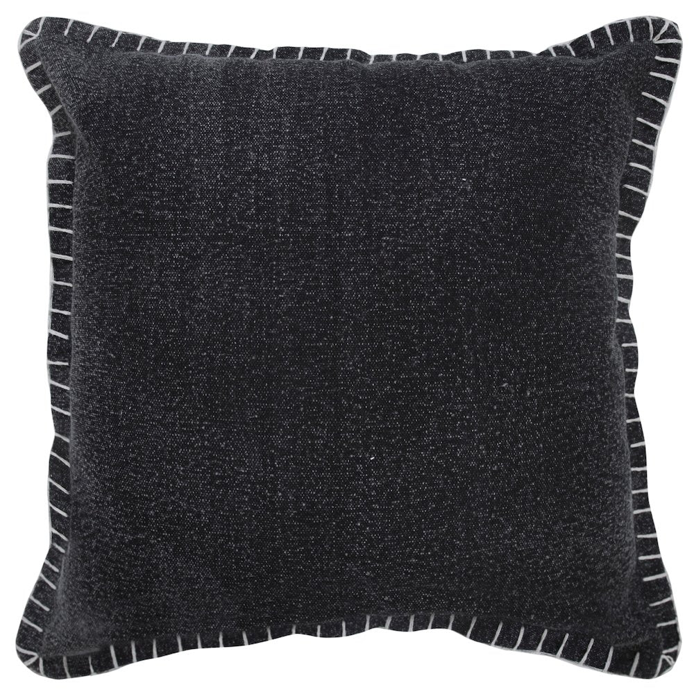 Vital Cotton Poly Filled Pillow in Black, 20" x 20"