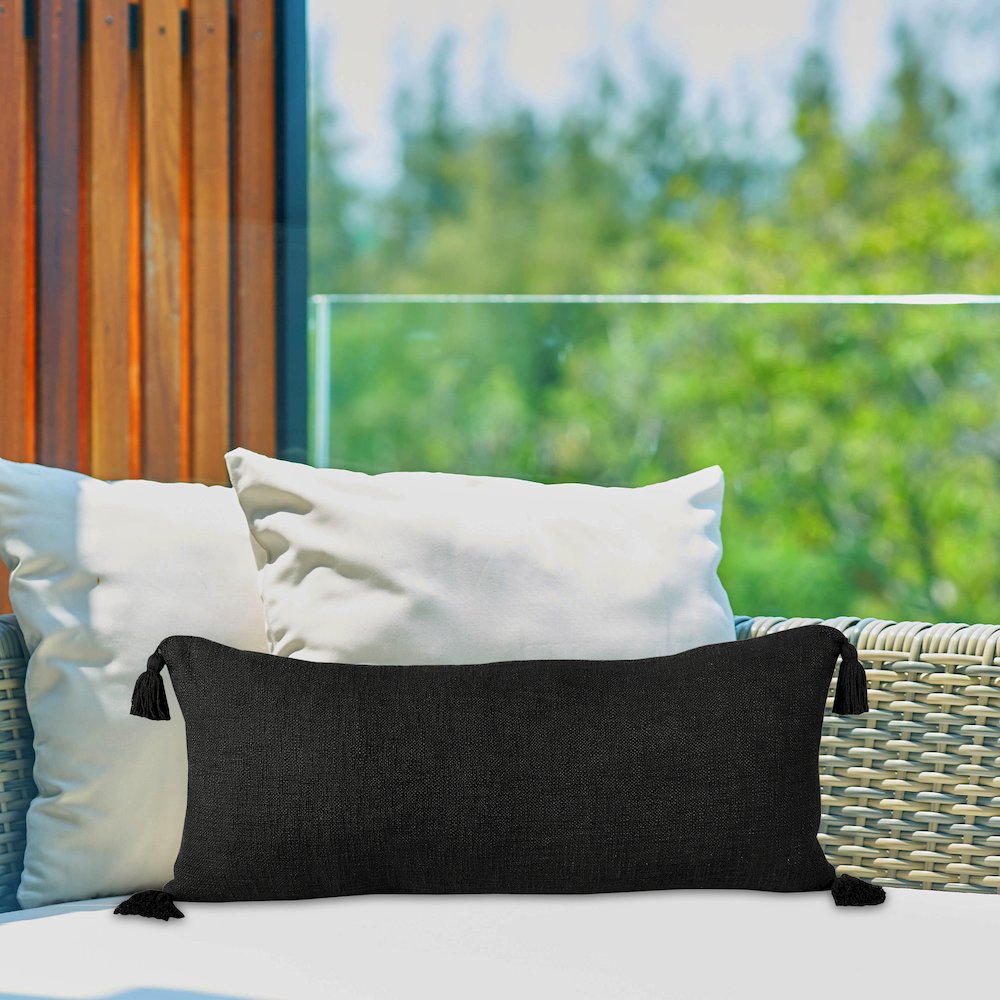 Insignia Cotton Poly Filled Pillow in Black, 14" x 36"
