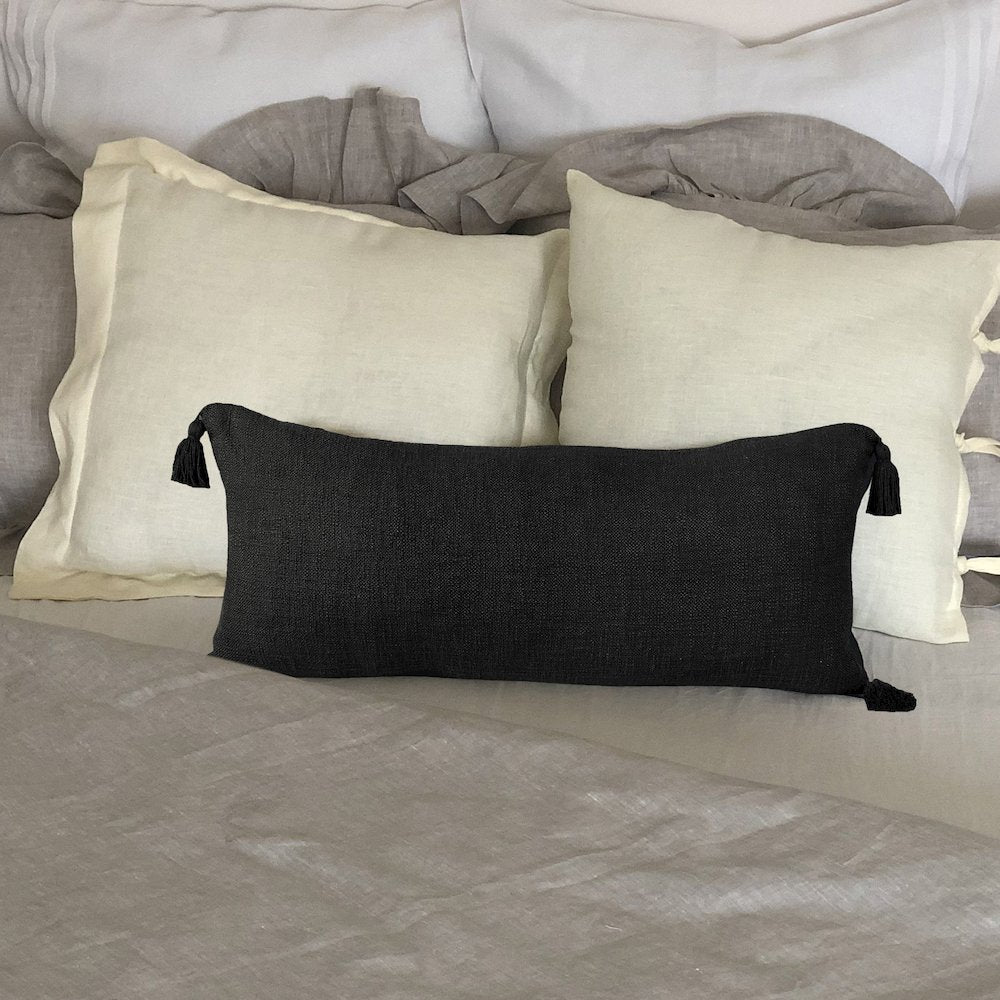 Insignia Cotton Poly Filled Pillow in Black, 14" x 36"