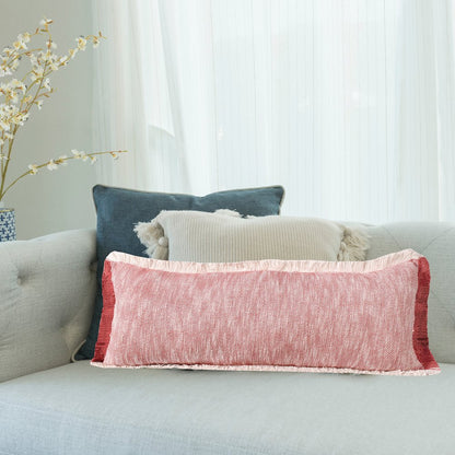 Aspen Cotton Poly Filled Pillow in Red/White, 14" x 36"
