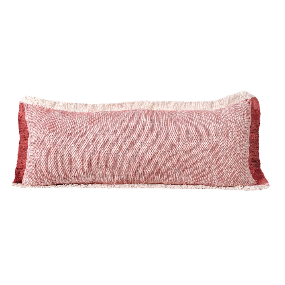 Aspen Cotton Poly Filled Pillow in Red/White, 14" x 36"