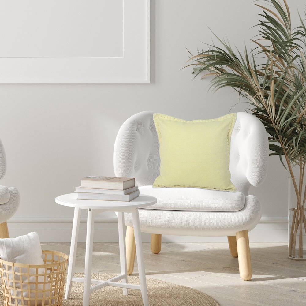 Vital Cotton Poly Filled Pillow in Yellow, 20" x 20"