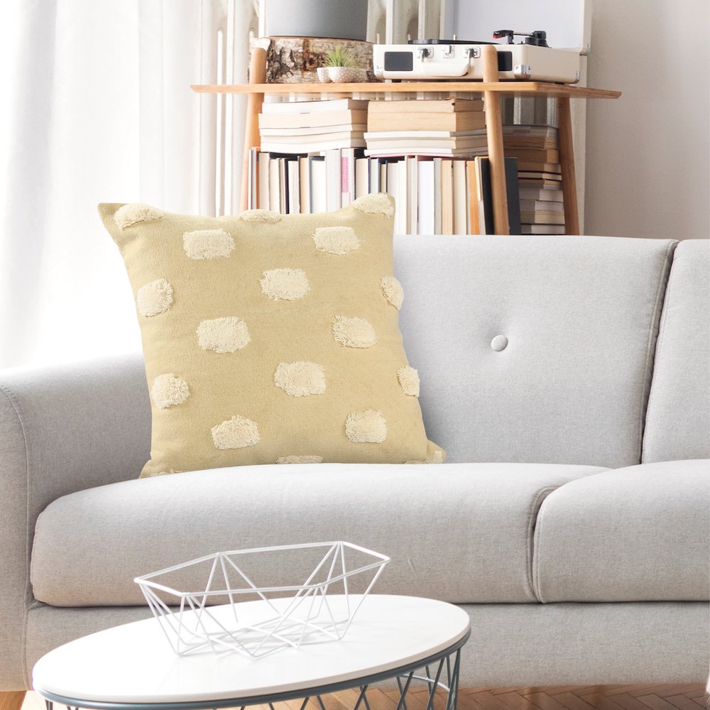 Zeal Cotton Poly Filled Pillow in Cream/White, 20" x 20"