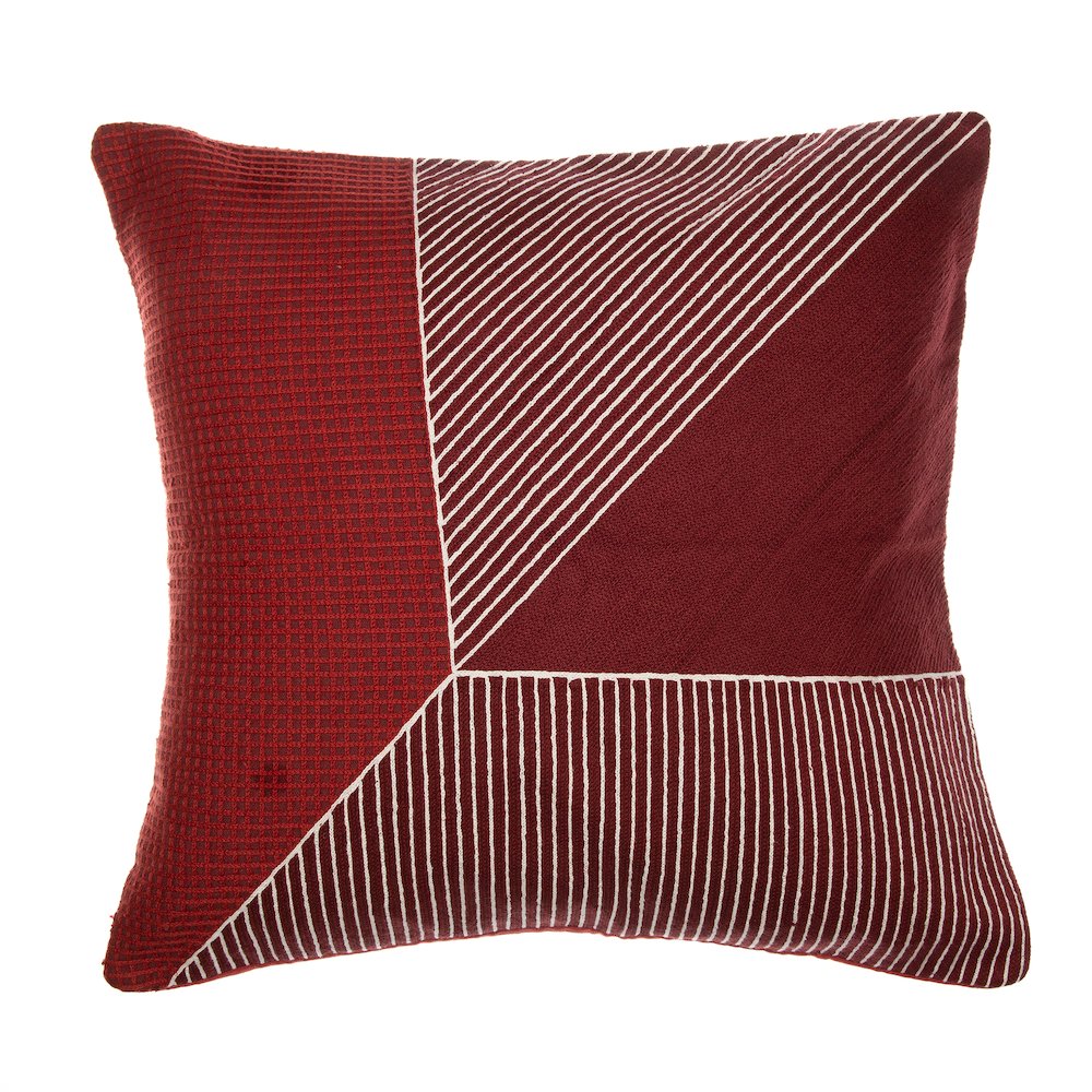 Rust/Multi Contemporary Striped Geometric Hand-Woven Throw Pillow Cover