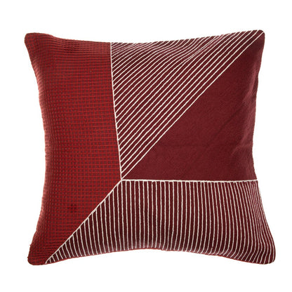 Rust/Multi Contemporary Striped Geometric Hand-Woven Throw Pillow Cover