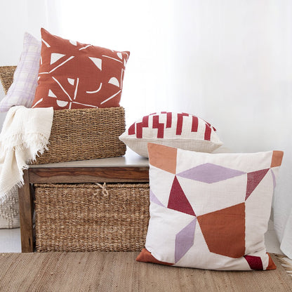 Stacy Garcia  Cotton Blend Poly Filled Pillow in Red/Ivory, 24" x 24"