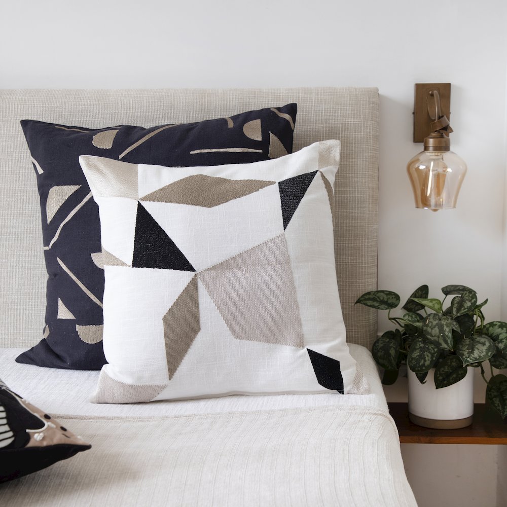 Stacy Garcia  Cotton Blend Poly Filled Pillow in Ivory/Tan, 24" x 24"