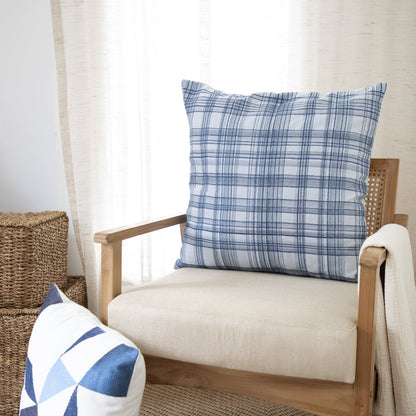 Stacy Garcia  Cotton Blend Poly Filled Pillow in Ivory/Blue, 24" x 24"
