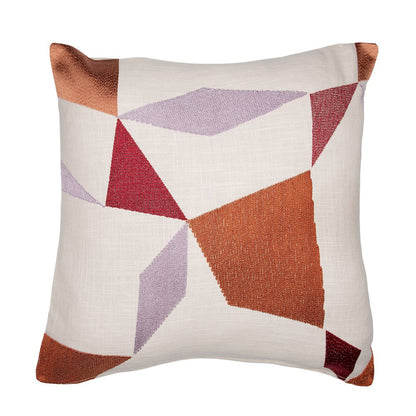 Ivory/Multi Contemporary Geometric Hand-Woven Throw Pillow Cover