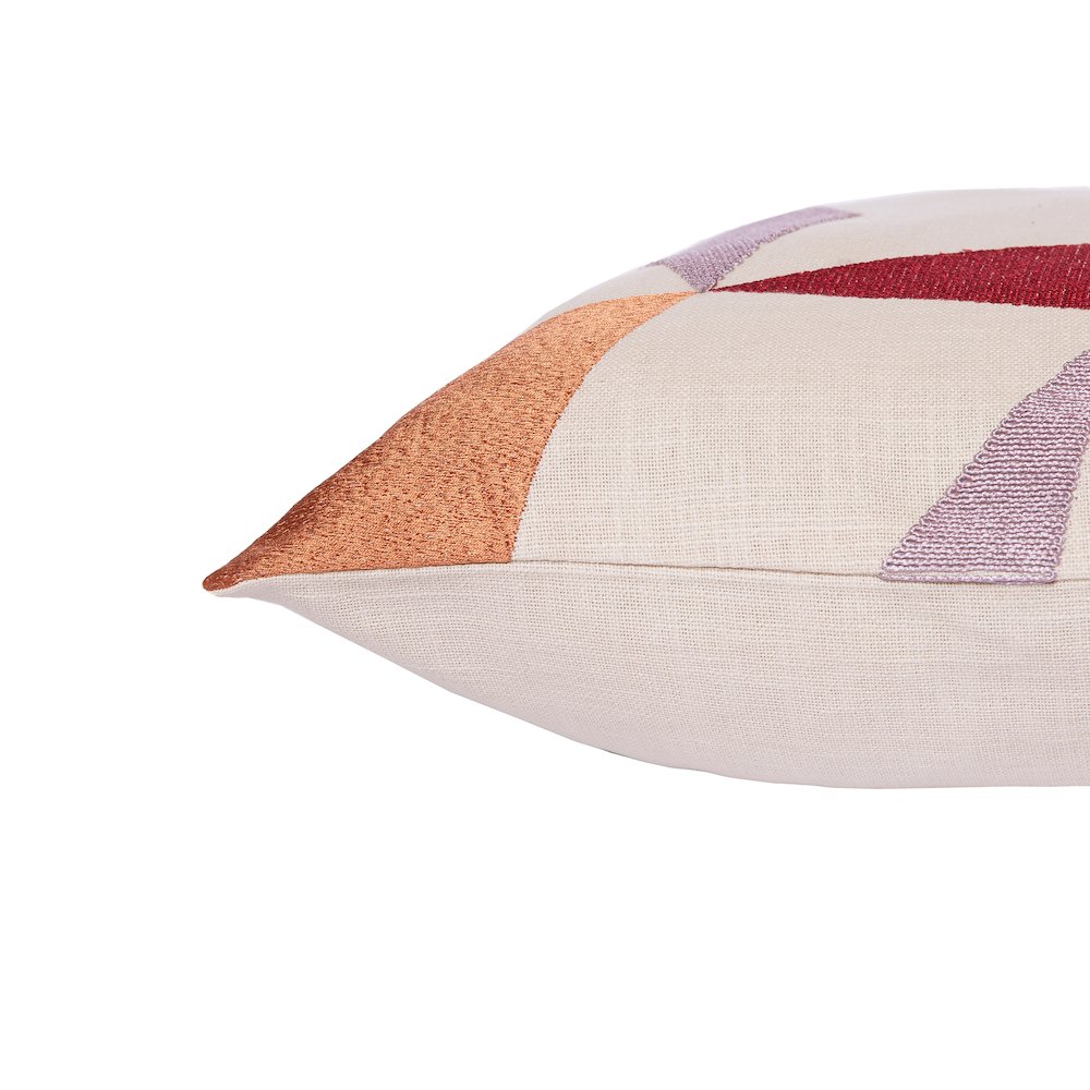 Ivory/Multi Contemporary Geometric Hand-Woven Throw Pillow Cover