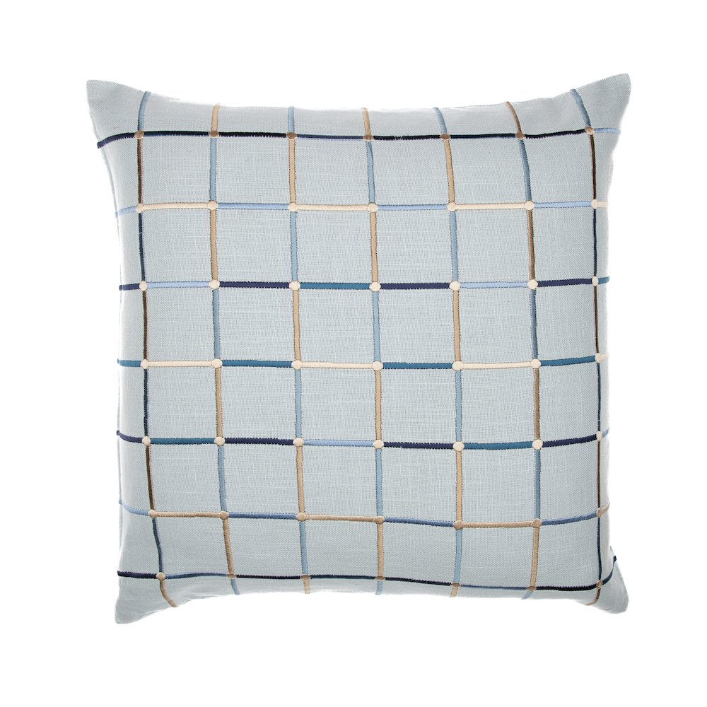 Light Blue/Multi Contemporary Checkered Hand-Woven Throw Pillow Cover