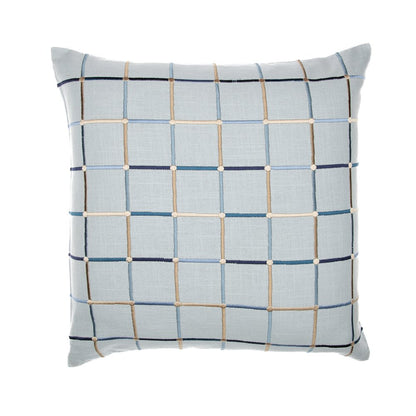 Light Blue/Multi Contemporary Checkered Hand-Woven Throw Pillow Cover