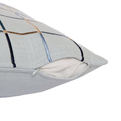 Light Blue/Multi Contemporary Checkered Hand-Woven Throw Pillow Cover