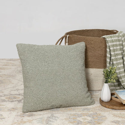 Boucle Performance Poly Filled Pillow in Green, 24" x24"