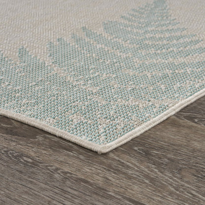 Teal Fallen Fern Indoor/Outdoor Rug