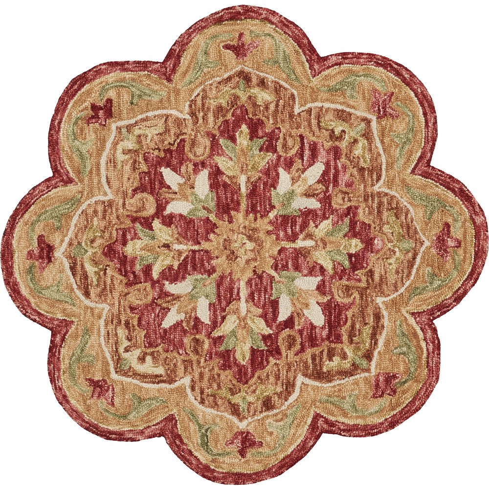 Burnt Red Medallion Garden Area Rug