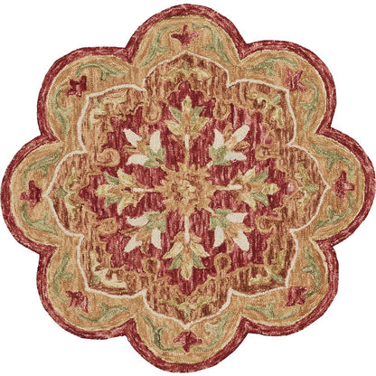 Burnt Red Medallion Garden Area Rug