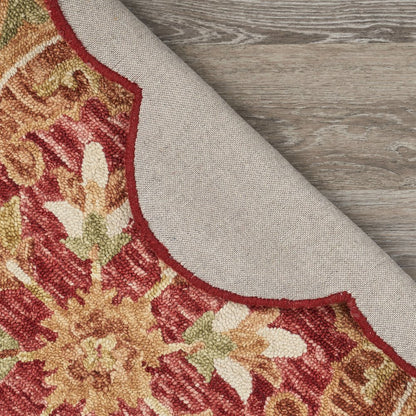 Burnt Red Medallion Garden Area Rug