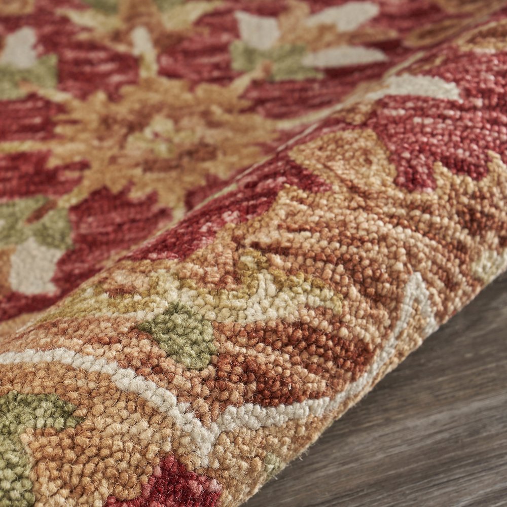 Burnt Red Medallion Garden Area Rug
