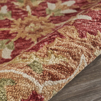 Burnt Red Medallion Garden Area Rug