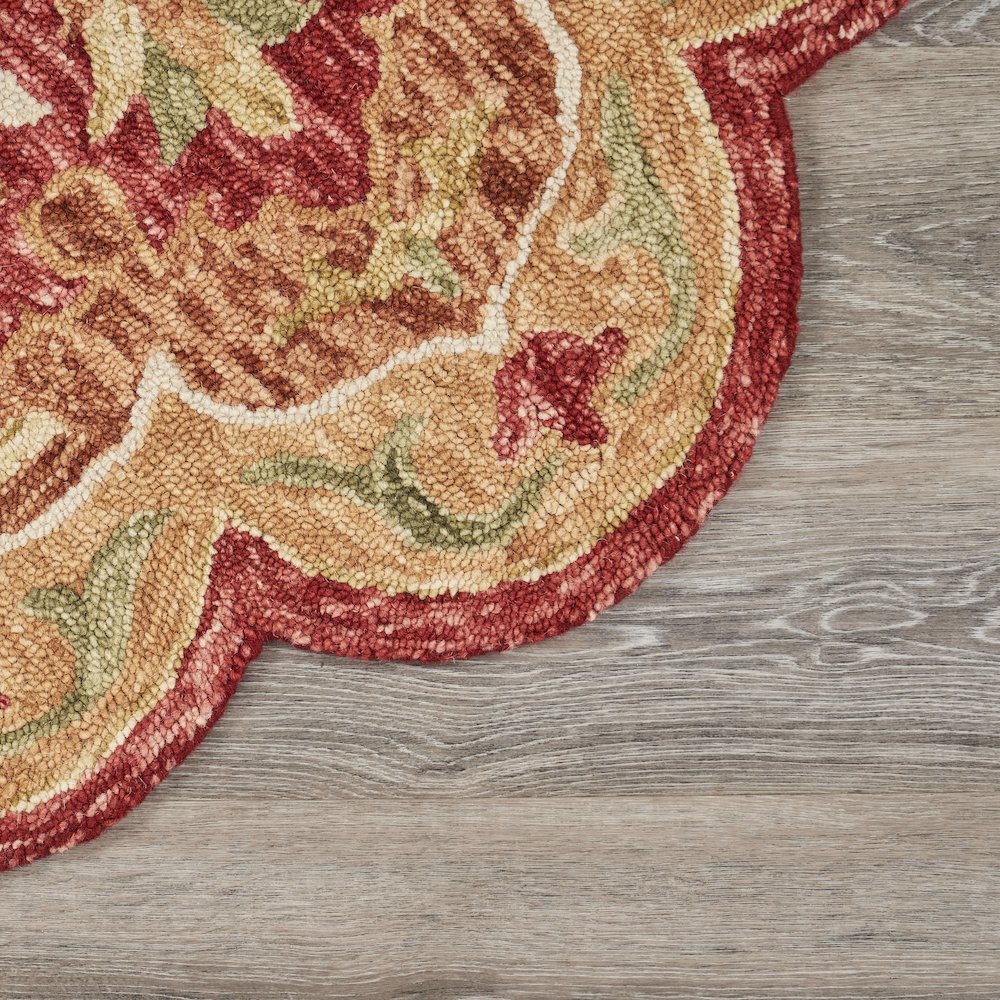 Burnt Red Medallion Garden Area Rug