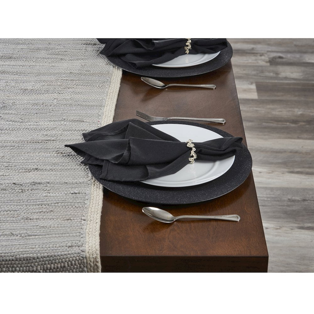 Bordered Light Gray Table Runner