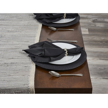 Bordered Light Gray Table Runner