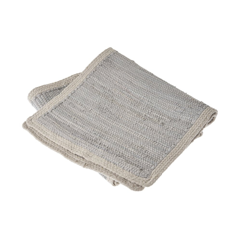 Bordered Light Gray Table Runner
