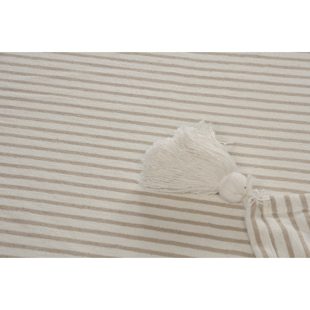 Gray/White Striped All-Natural Cotton Throw Blanket