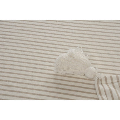 Gray/White Striped All-Natural Cotton Throw Blanket