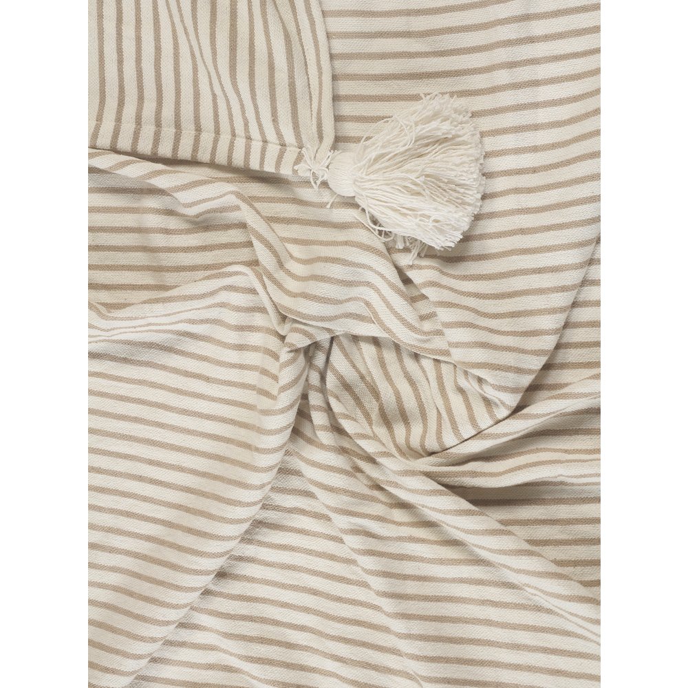 Gray/White Striped All-Natural Cotton Throw Blanket