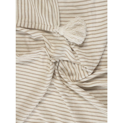 Gray/White Striped All-Natural Cotton Throw Blanket