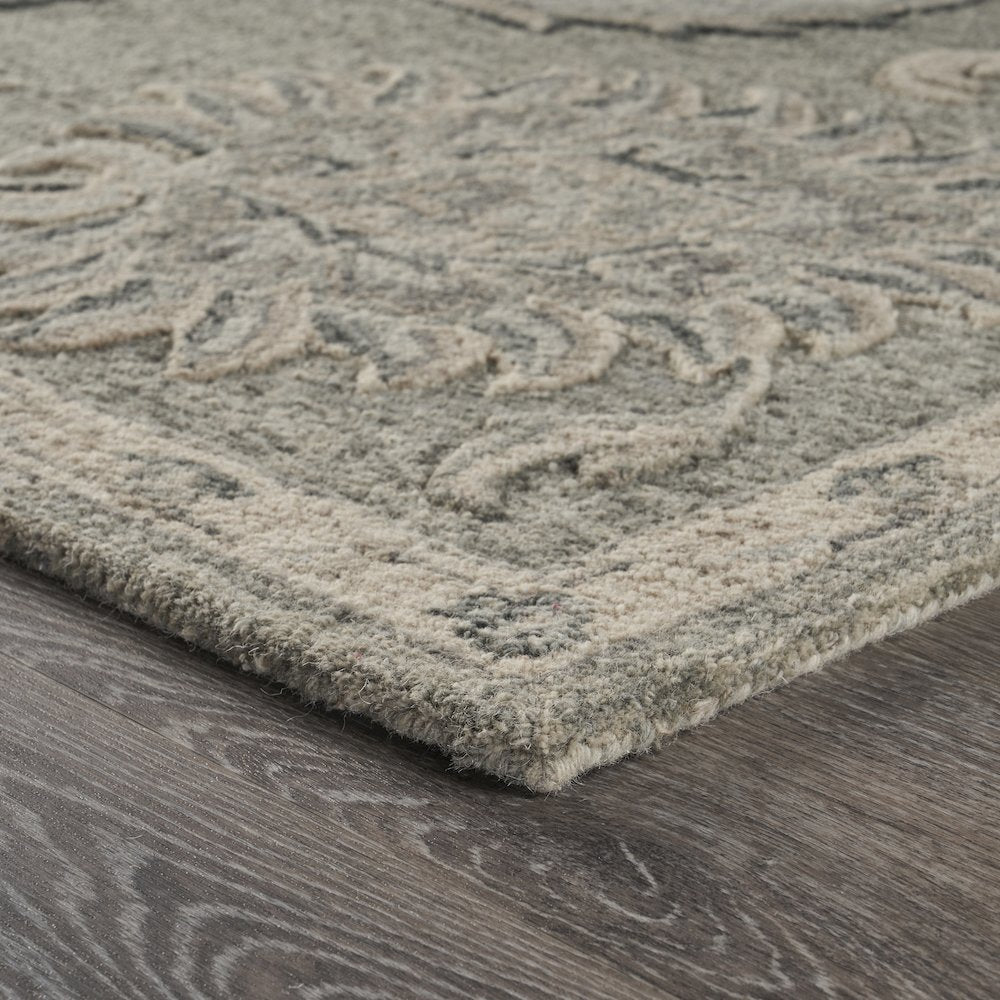 Light Gray Traditional Botanical Area Rug 7'0"x9'0"